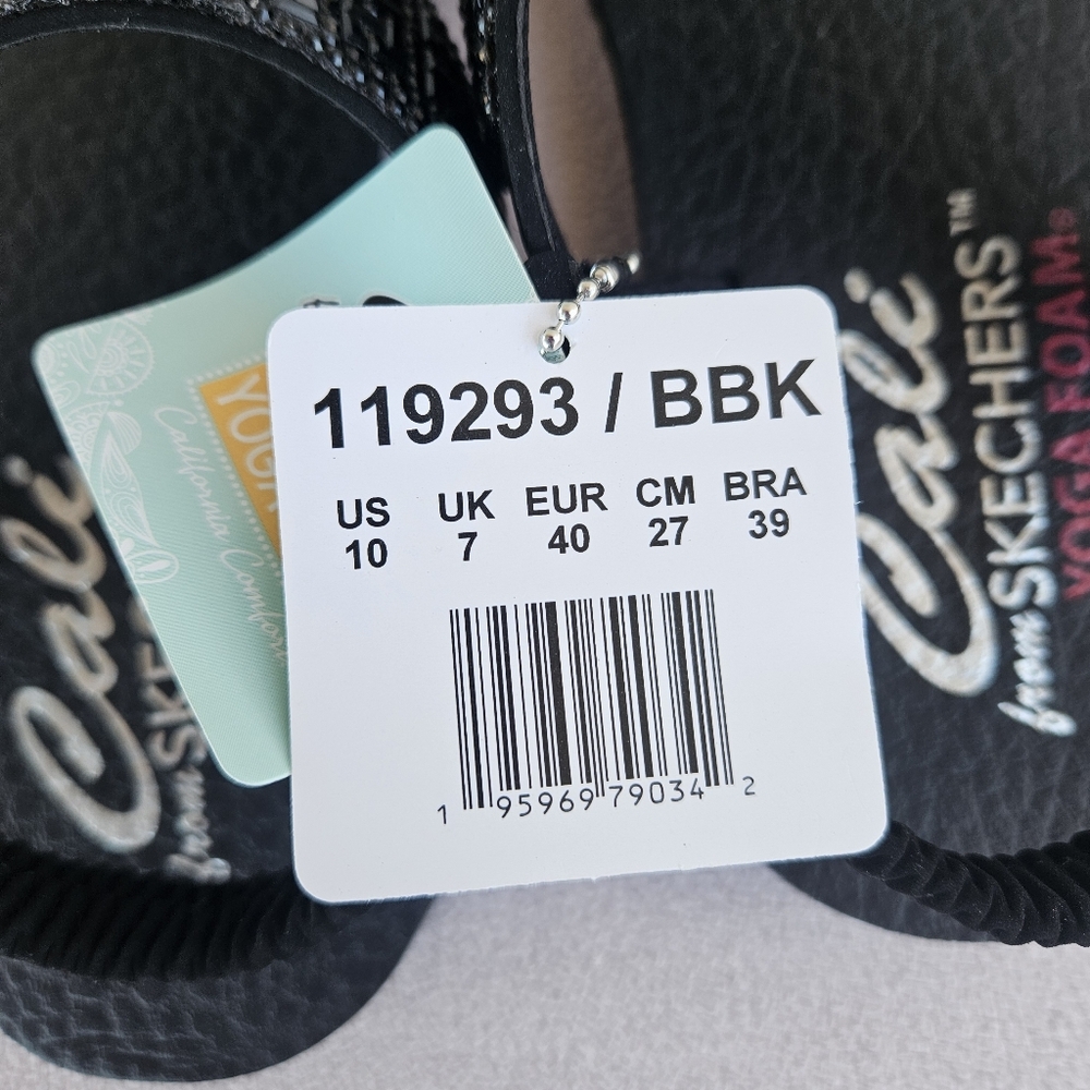 Skechers Meditation Glamorous Muse Slingback Thong Sandall Black Women SZ 10 - Picture 4 of 5
